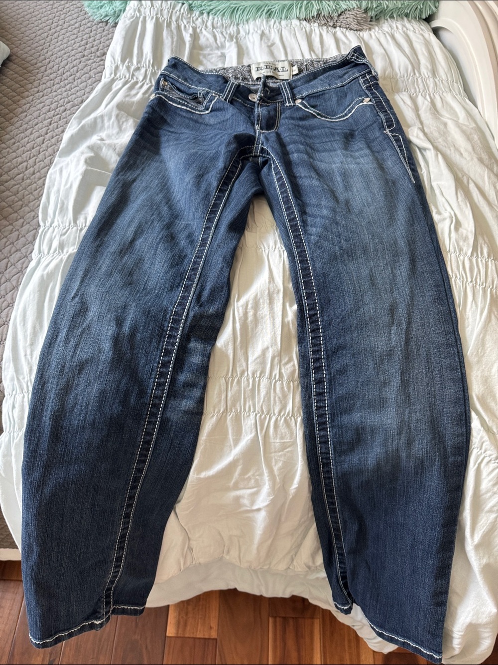 Ariat Dark Blue Boot-Cut Jeans with Contrast Stitching